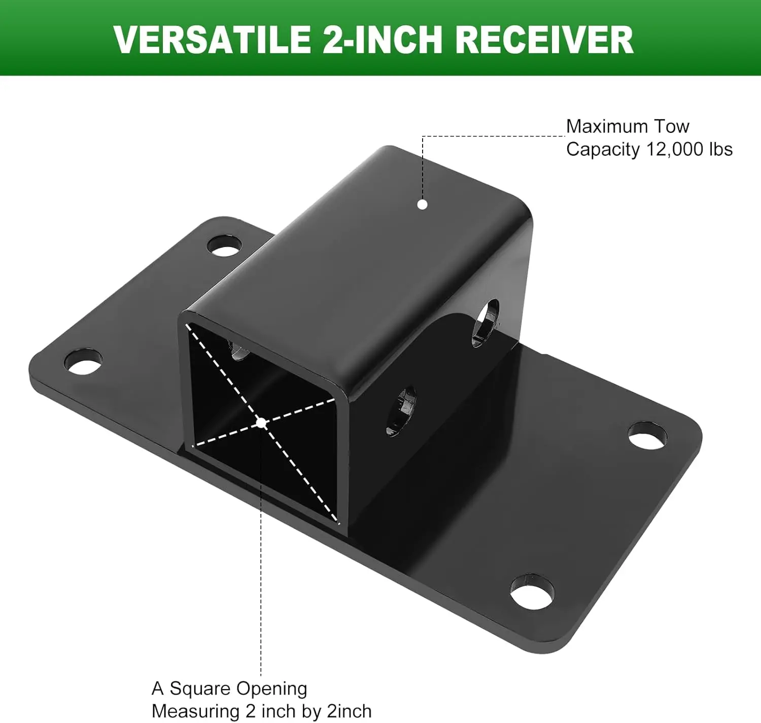دلو جرار مسمار 2 بوصة، فتحة دبوس وصلة 5/8 بوصة، وصلة مقطورة من الفئة 3، 12000 رطل، يناسب الجرار، RV، UTV، الشاحنة #4