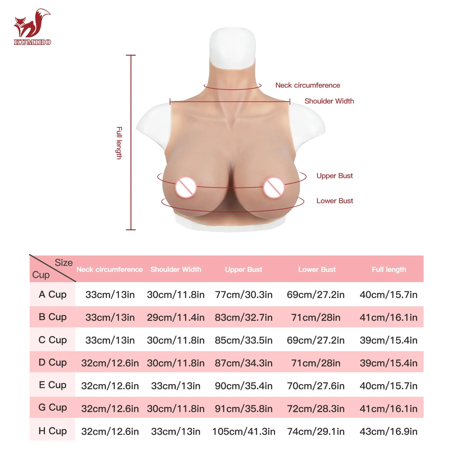 KUMIHO Breast Form Silicone Fake Boob for Men Gay Sissy Crossdresser ABCDEGH Cup Fake Silicon Chest Cosplay for Crossdressers