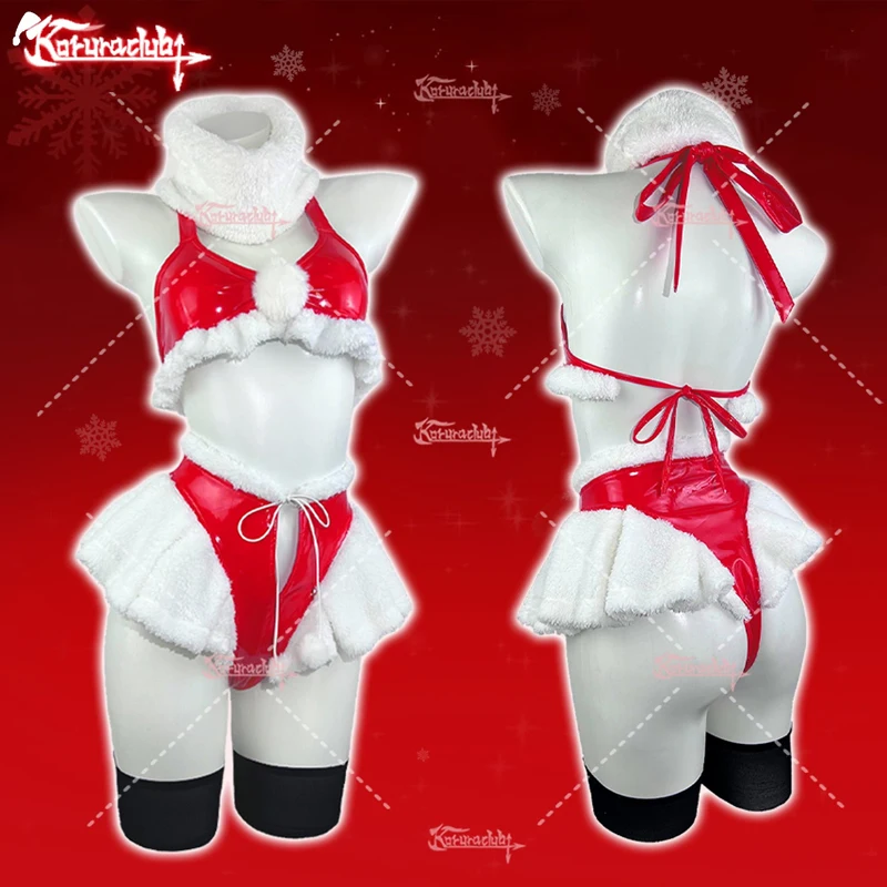 Cosplay Christmas Festivals costumes Bow Kawaii plush Lingerie cute set Santa Claus Red skirt