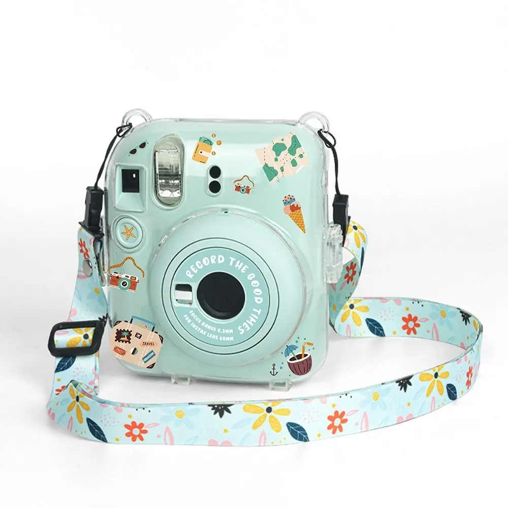 For Fujifilm Instax Mini 12 Transparent Photo Film Storage Bag Camera Case Cover Travel Shoulder Bag with Cute Sticker