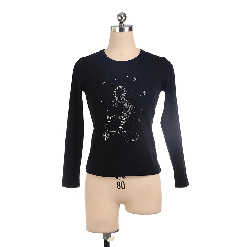 

Figure Skating T-Shirt Girls Women'S Adult Training Competition Wear Custom Skating Gymnastics Skating Crystal Top