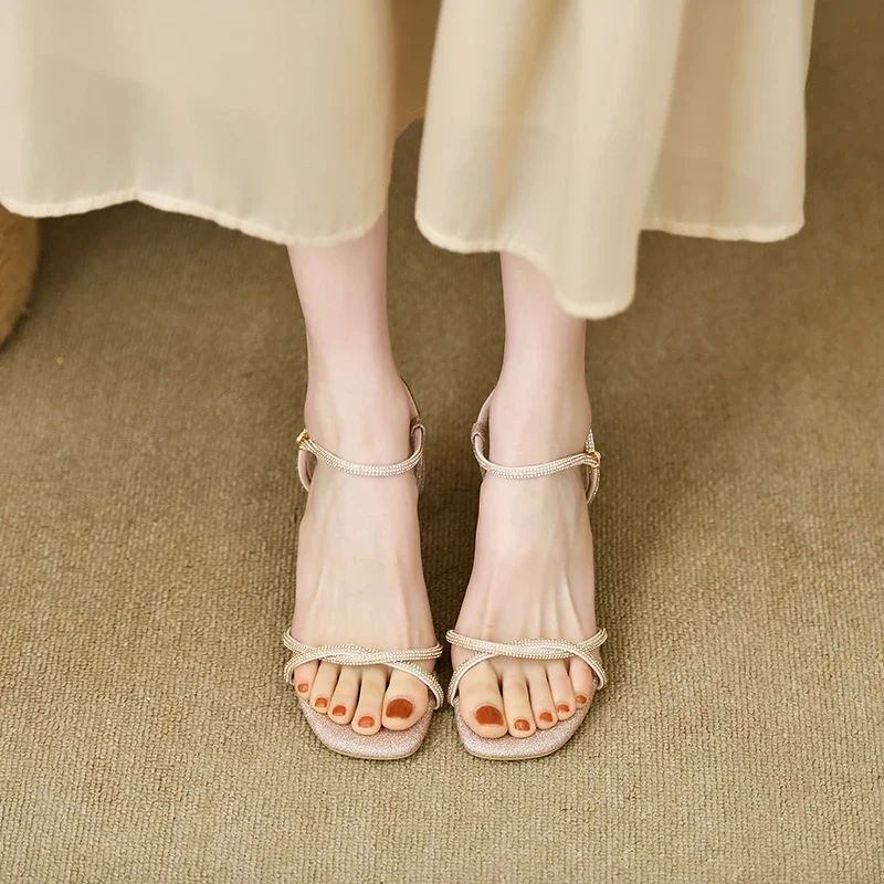 Women Sandals Sexy Wedding Crystal Dress Shoes 2024 Summer New Open Toe Women Pumps Fashion Party Women Shoes