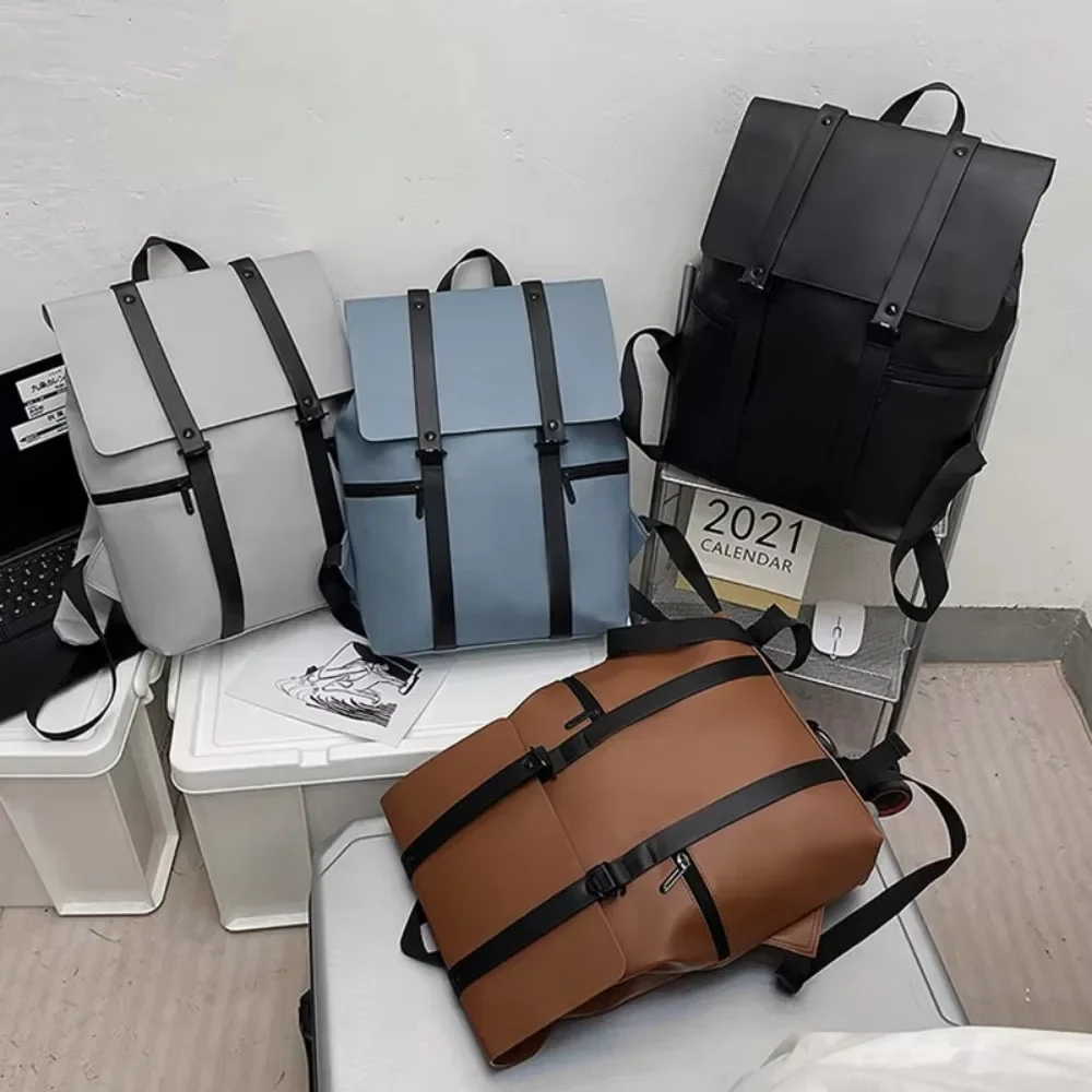 

Vintage PU Leather Backpack - Waterproof Large Capacity Travel Bag for Men Durable Laptop School Backpack with Books Compartment