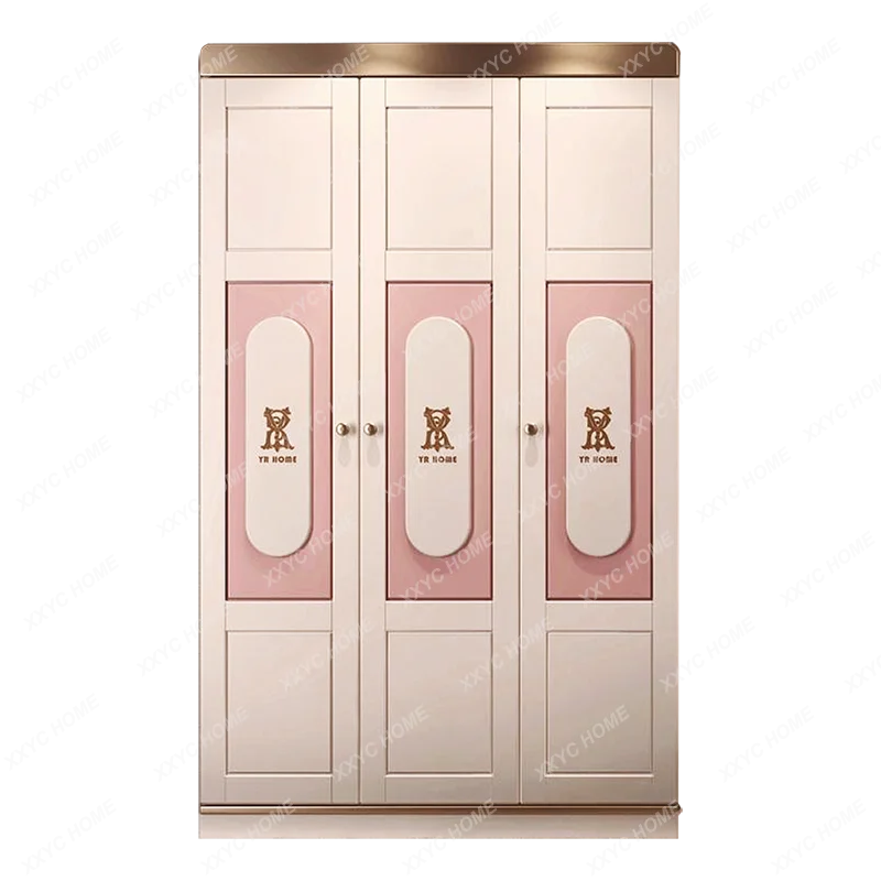X-S Pure solid wood children's wardrobe girl princess pink simple modern light luxury HG