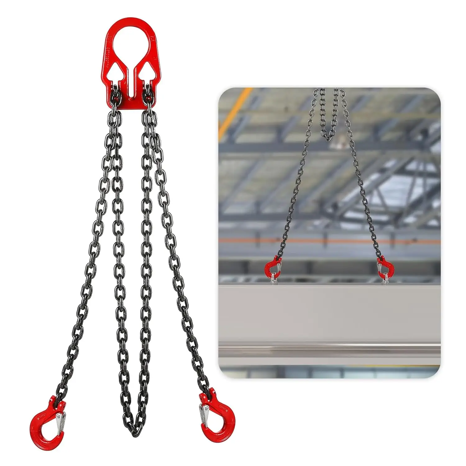 Lifting Chains with Adjuster Hooks,5/16 Inch x 10 Ft,7000lbs/3.18 Tons, Chain Slings for Engine Hoist with Industrial Grab Hook