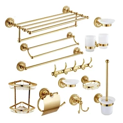 Gold Bathroom Accessories Brass Soap Dish Set Toilet Life Bath Rack Paper Holder Bathroom Appliance luxury bathroom set