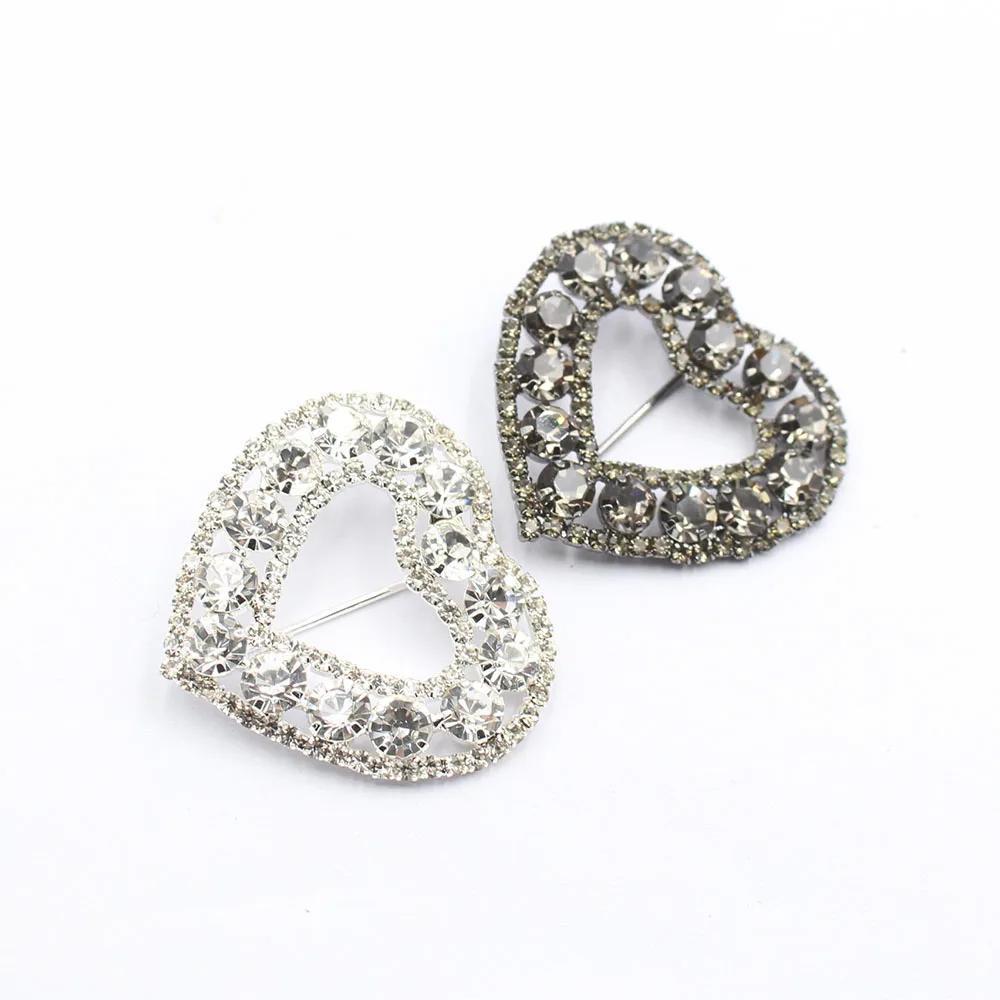 Versatile 2 pieces/batch 35 * 40MM sparkling peach heart rhinestone buckle crystal decoration wedding scarf and shoe belt buckle