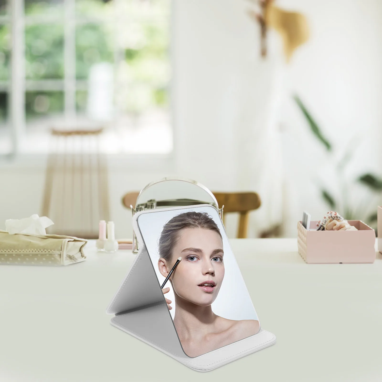 

Desktop Makeup Mirror with Stable Base Hd Reflective Surface for Bedroom Vanity Tabletop Decorative Mirror for Women Desk