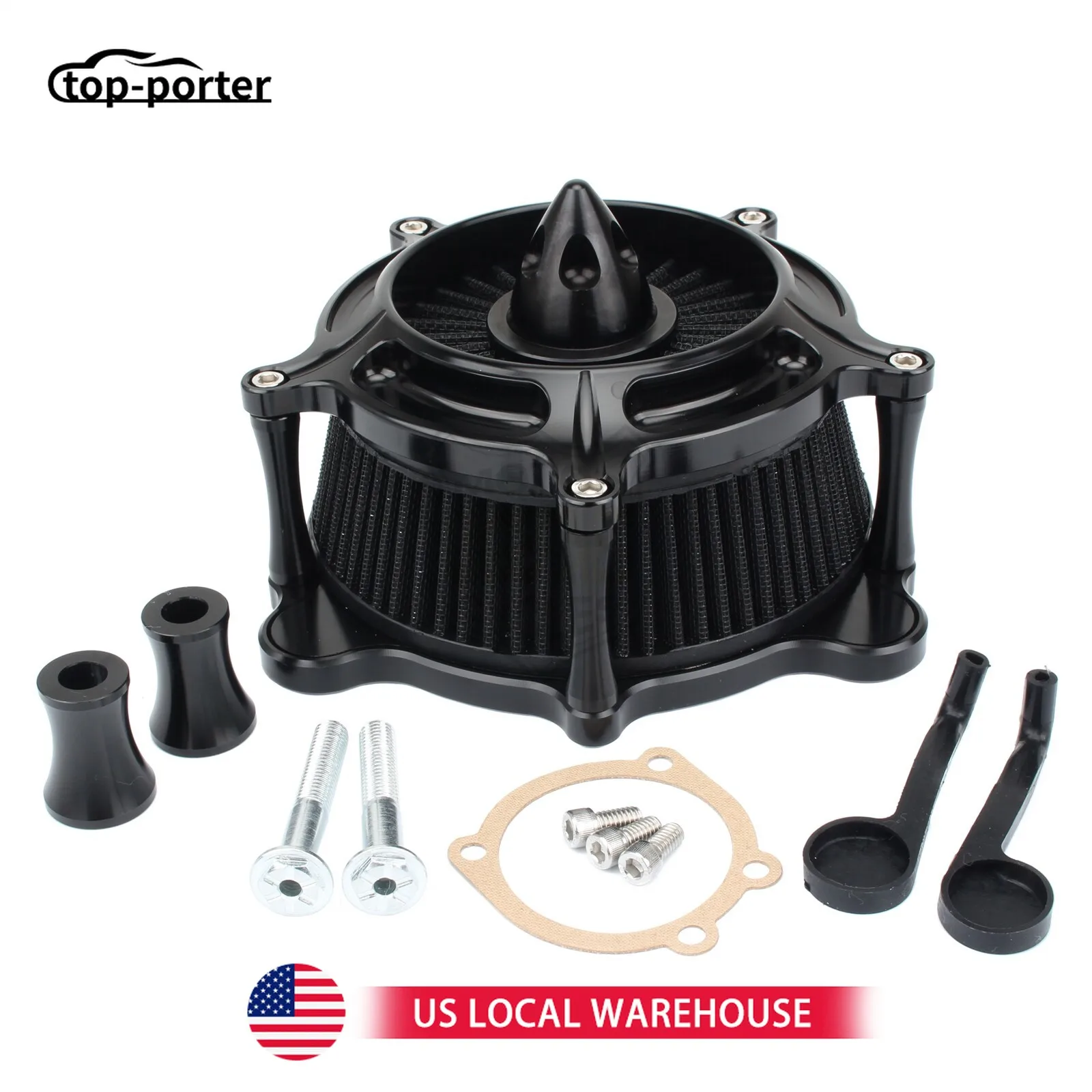 

Air Filter Intake Cleaner Kit Black For Harley Road Glide Softail Touring Dyna MP09-009-0008BWRIm MP-1186-BK