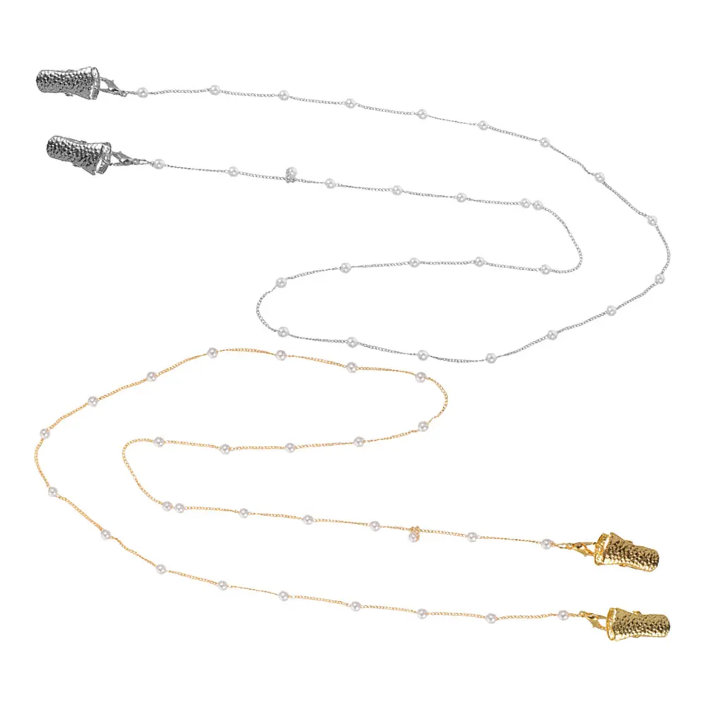 

2pcs Pearl Handmade Chain Eye Glass Lanyards Beaded Glasses Accessories Metal Holders Necklaces Women Mask Sunglass Chain