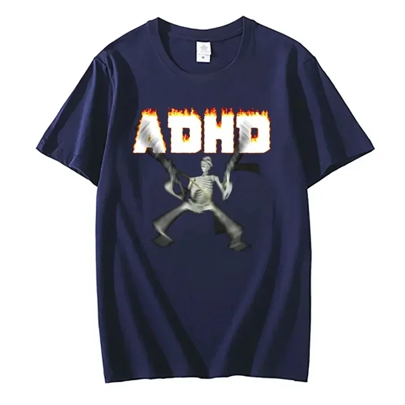 ADHD skeleton meme T-shirts classic vintage humor horror funny skull T shirt men women casual hip hop summer oversized T shirt