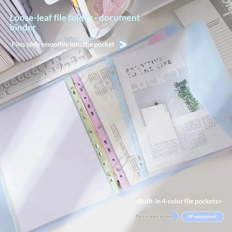 

1 4 5PCS A4 File Folder Clear Data Book Holder Detachable Pocket Multi Page Students Stationery for School Office Filing