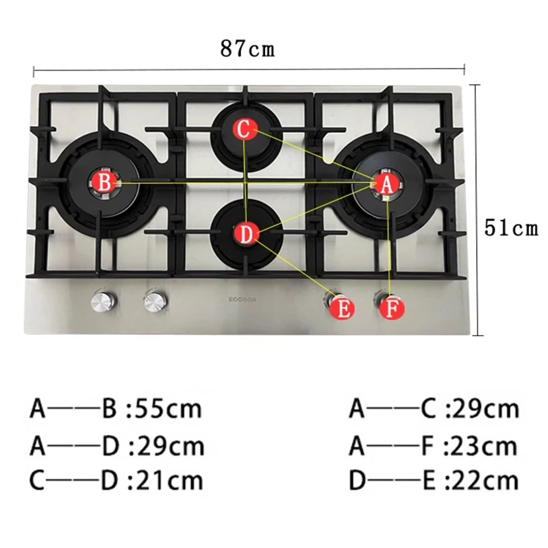 Four-Burner Gas/Coal Stove Built-in Household Natural Gas Cooker European Style Stainless Steel Gas Stove