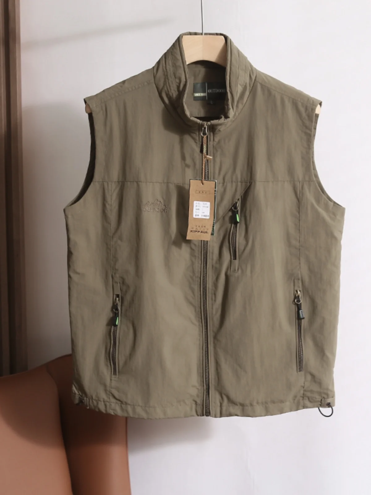 Waterproof Breathable Men's Fashion Outdoor Zipper Collar Multi-Pocket Quick Dry Workwear Vest Standard Fit Business Casual