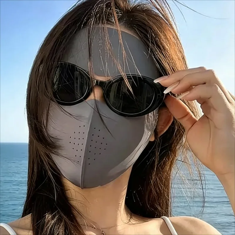 

Fashion Full Face Sun Protection Mask Women's Cooling Ice Silk Riding Mask Veil For Beach Running Summer Outdoor Activities