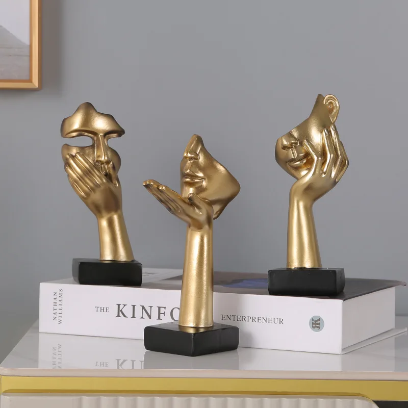 

Abstract Gold Face Statue Home Decoration Accessories European Office Cabinet Ornament Resin Statue & Figurine Crafts Gift