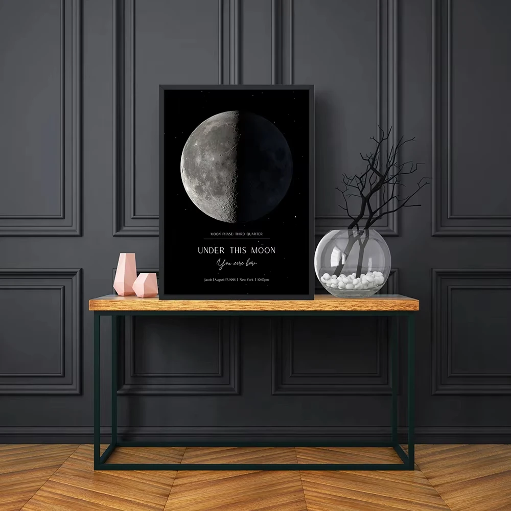 Custom Moon Phase Prints Birthday Anniversary Gift Personalized Poster Unframed Night Sky Star Map By Date Home Decor Painting