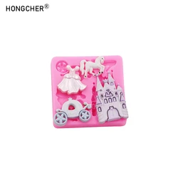 Pumpkin Car Castle Princess Dress Mini DIY Resin Jewellery Accessories Drip Moulds Chocolate Cake Baking Silicone Moulds