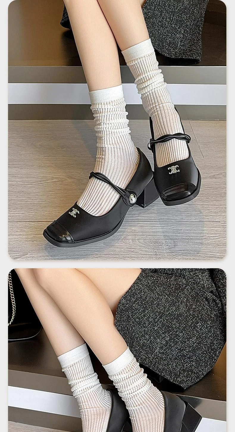 Damenmode-Socken, koreanische einfarbige, gestreifte Wadensocken, schlicht, für Frühling und Sommer, atmungsaktiv, bequem, Stapelsocken, mittelgroß bis klein – Detail 25