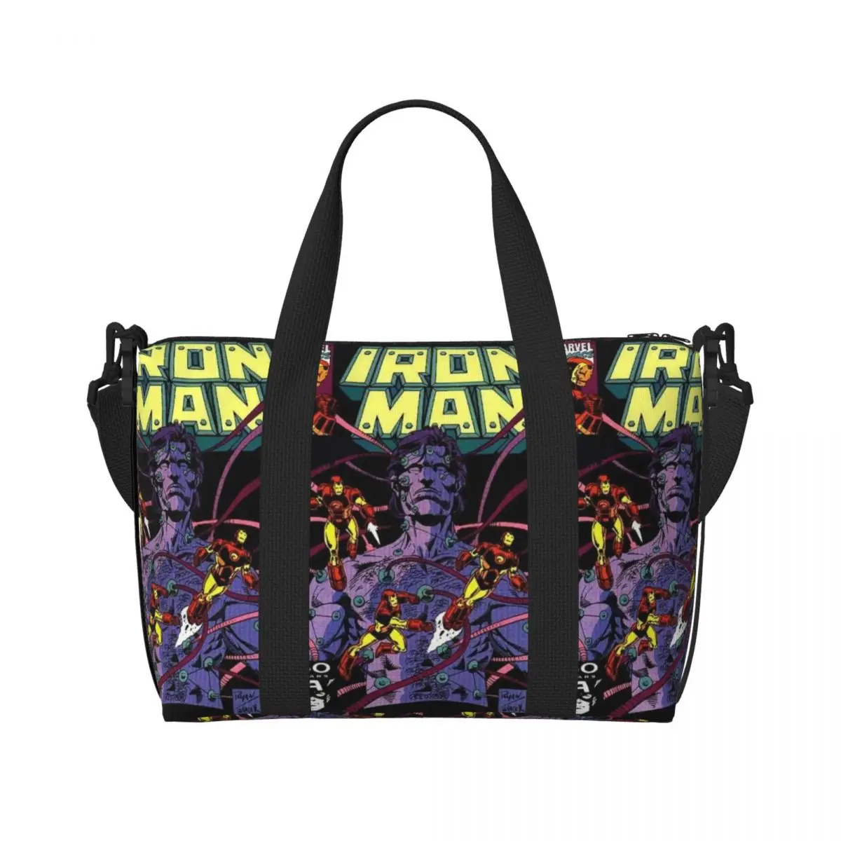 

Custom Iron Man - The Hollow Man Tote Bag Women Large Capacity Gym Beach Shoulder Travel Bag