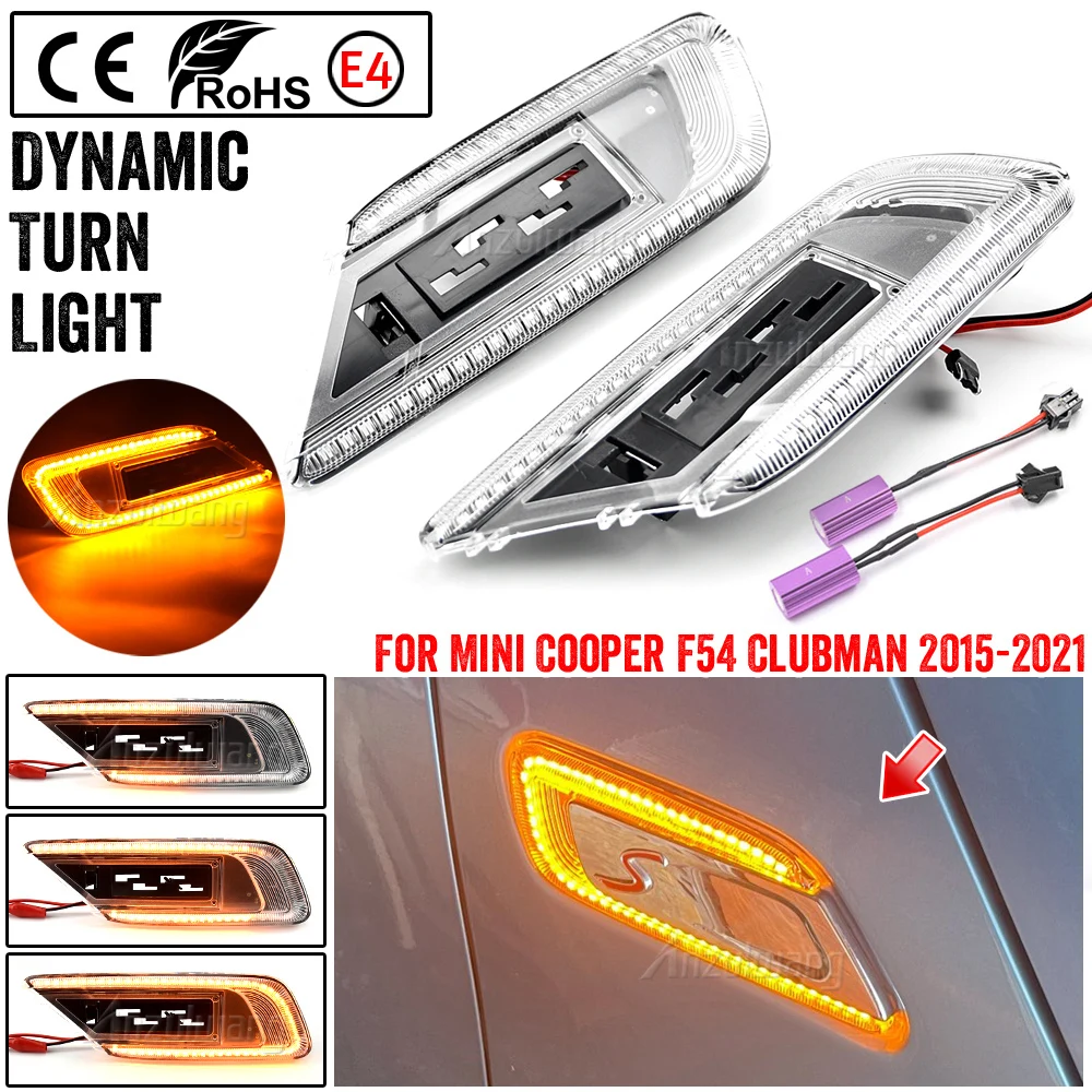 

For Mini Cooper F54 Clubman 2015 2016 2017 2018 2019 2020 Dynamic LED Side Fender Marker Light Flashing Sequential Turn Signal