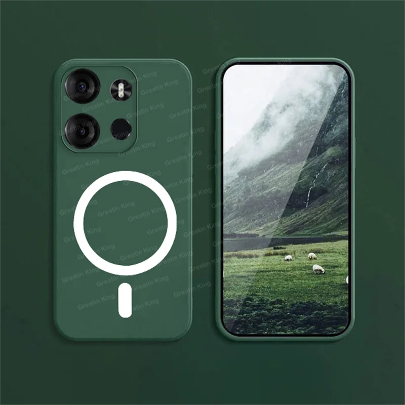 حافظة ناعمة للشحن اللاسلكي لـ Tecno Spark GO ، لون الحلوى ، الدائرة المغناطيسية ، البوب 7 ، BF6 ، البوب 7 ، البوب 7 برو ، BF7