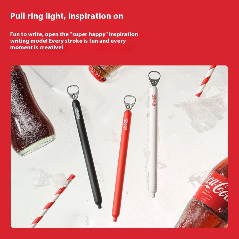Kawaii KACO Coca-Cola Popup Gel Pen 0.5mm Creative Pull Ring Ins Relieve Stress Ballpiont Pen Back to School Stationery Supplies