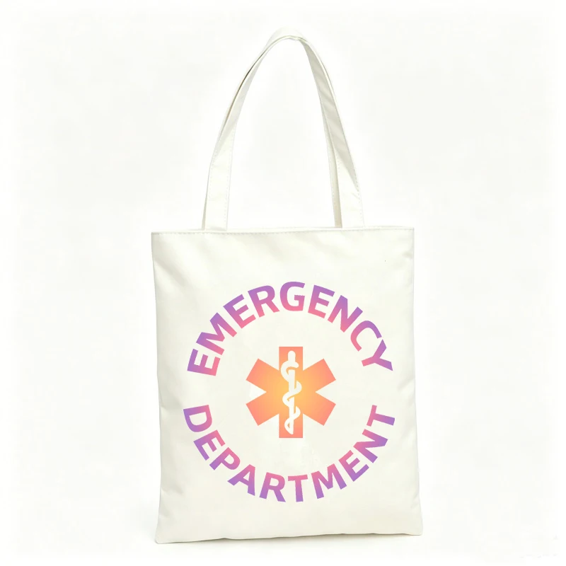 Women's first aid symbol graphic canvas tote bag, casual style for daily use