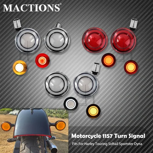 Luz LED de señal de giro 1157 para motocicleta, luces delanteras estilo bala para Harley Touring Sportster XL Softail Dyna, lámpara indicadora trasera