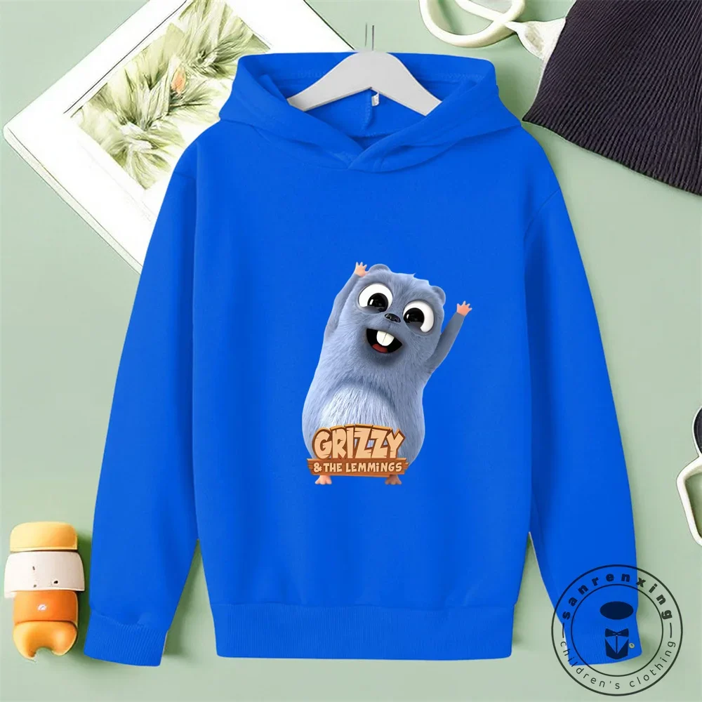 New Fall 2024 Grizzy and the Lemmings Hoodie Kawaii Anime Children Cartoon Autumn Korean Sweatshirt Fashion Kids Boys Girls Gift