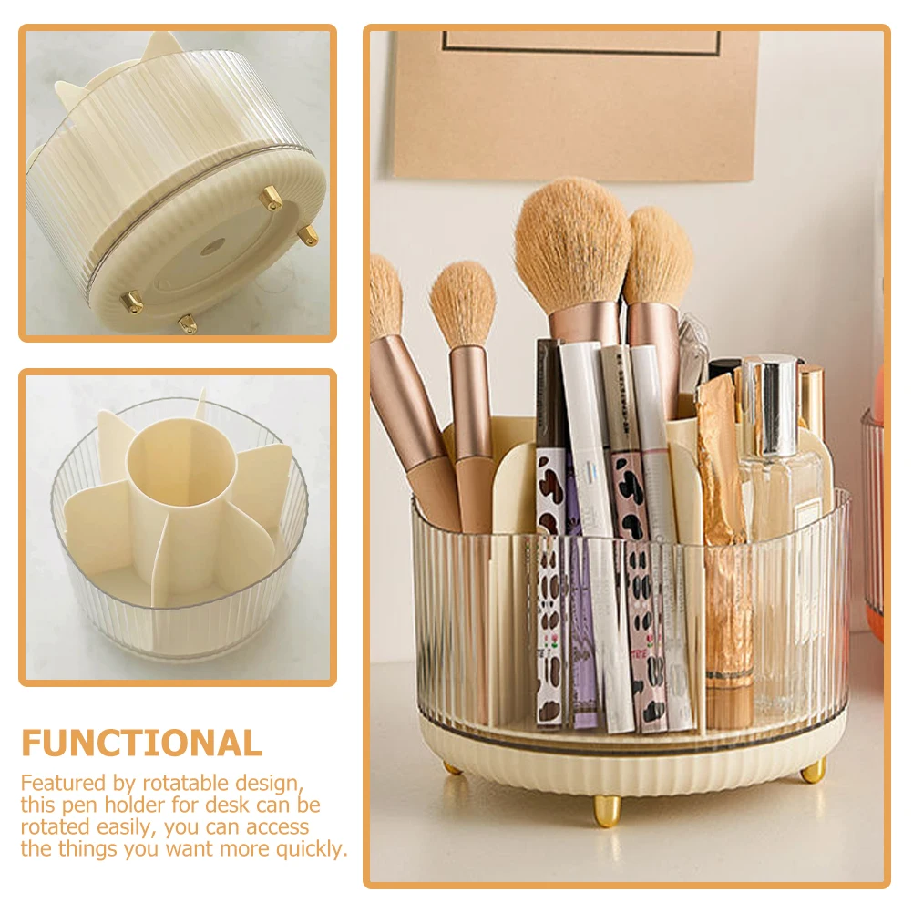 

Rotating Storage Box Makeup Brush Organizer Pen Holder Desk Accessories ABS Hard Long Lasting Easy Access Office Home