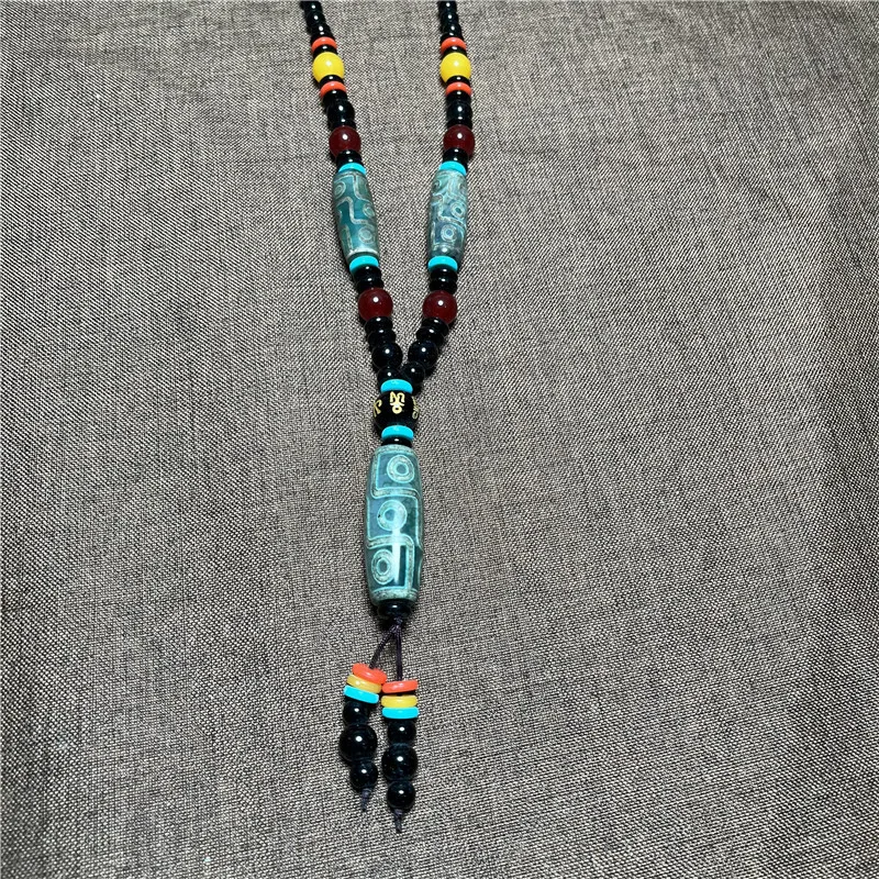 Natural Chalcedony Tibetan Sweater Chain High Oil Content Old Buddha Bead Agate Dzi Necklace