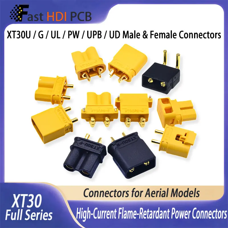 XT30U XT30PW XT30UPB Connector Set Male Female 20A Gold Plated Plug Socket for FPV Drone RC Battery ESC
