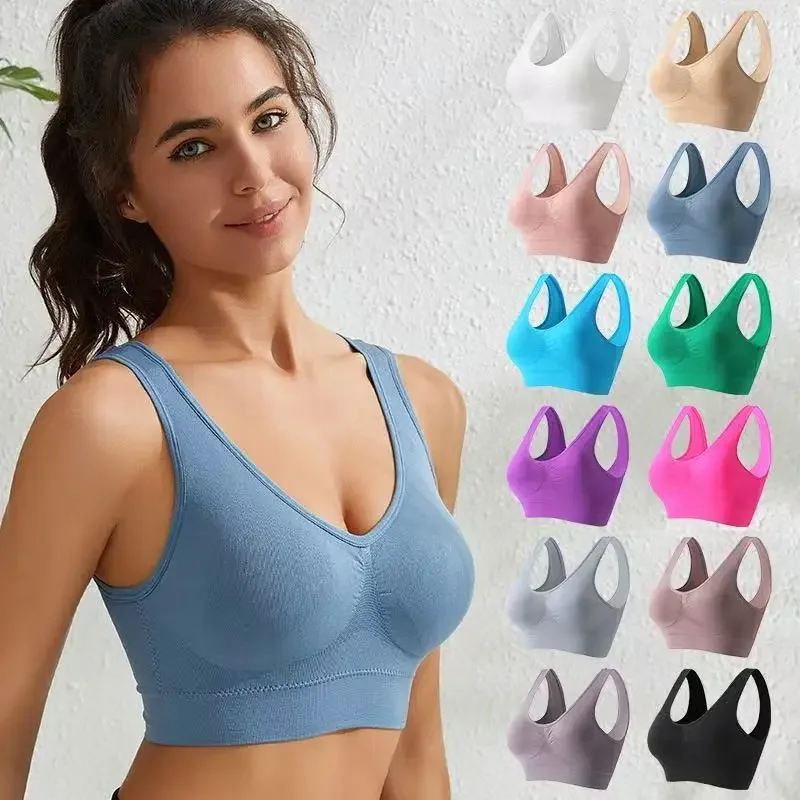 Sports Bra Women's Large Size No Wire Sexy Gathered Beautiful Back Yoga Vest Fitness Running Yoga Un