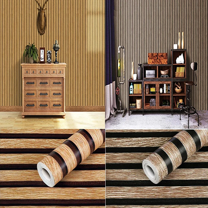 Width45CM self-adhesive detachable peel off adhesive wood grille wallpaper wallpaper countertop cabinet vinyl decorative sticker