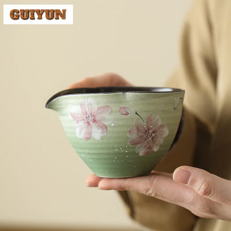 

200ml Hand-painted Flowers Tea Pitcher Tea Divider Cha Hai Dispenser Household Justice Cup Fair Mug Cafes Decoration Supplies