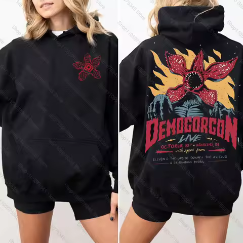 Eddie Munson The Demogorgon Hoodie Men Women Cannibal Flower Monster Print Hooded Sweatshirt Harajuku Streetwear