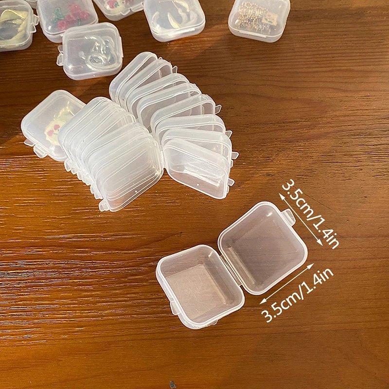 10Pcs Square Transparent Jewelry Storage Case Anti Oxidation Container Box Jewelry Organizer Earrings Rings Necklace Bracelet