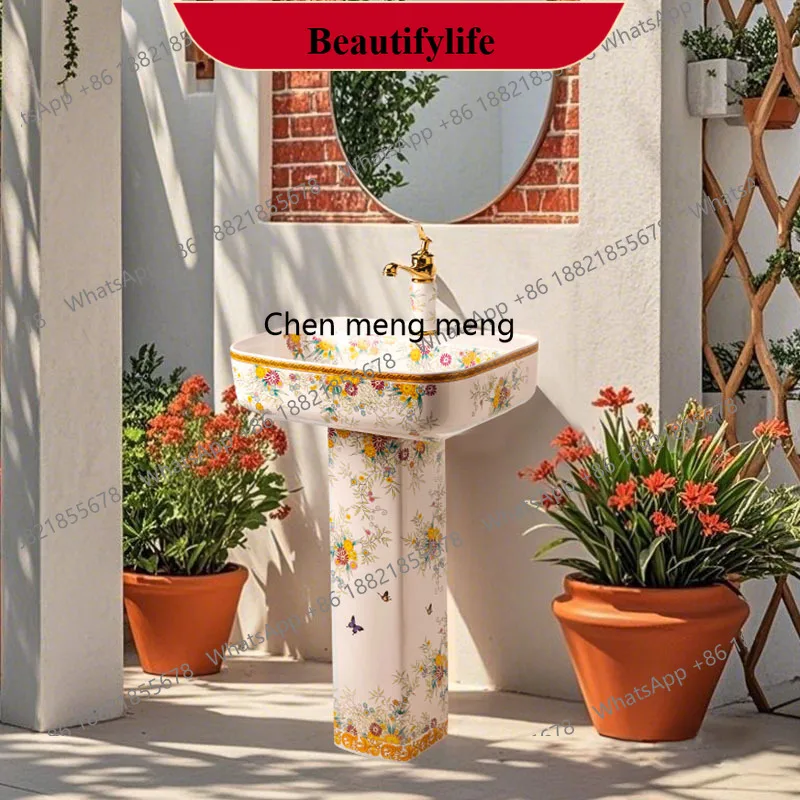 

Column washbasin courtyard, floor-to-ceiling outdoor garden, balcony vertical washbasin