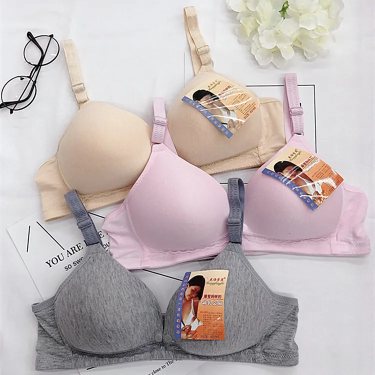 Women's new bra cotton underwireless front open buckle nursing bra nursing underwear after childbirth