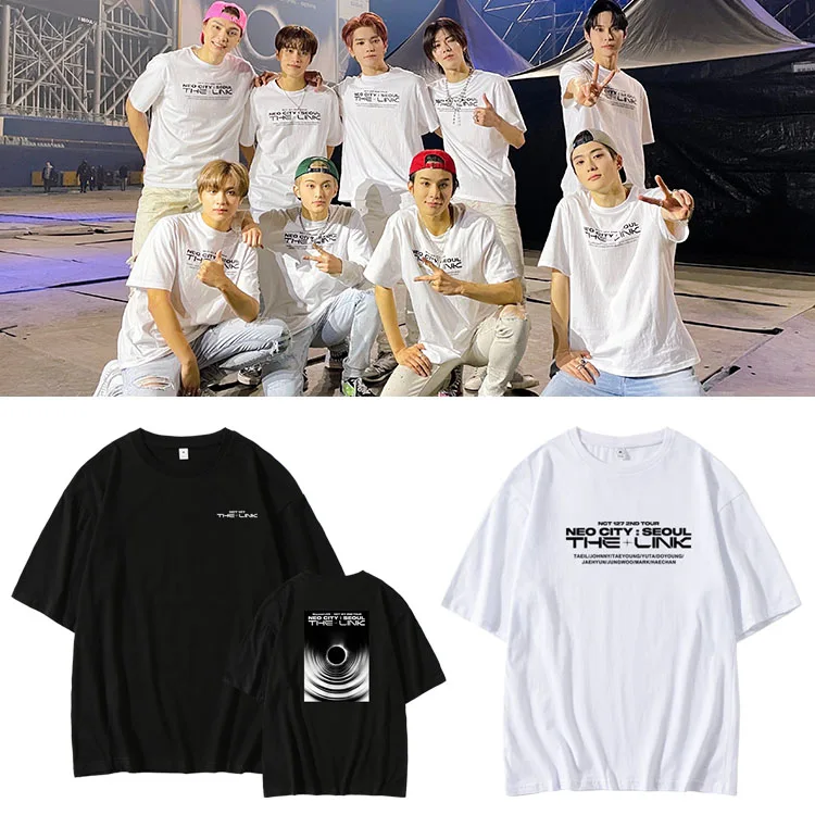 Camiseta de manga corta de algodón holgada para hombre NCT127 Concert NEO CITY SEOUL the LINK, camiseta cómoda y transpirable...