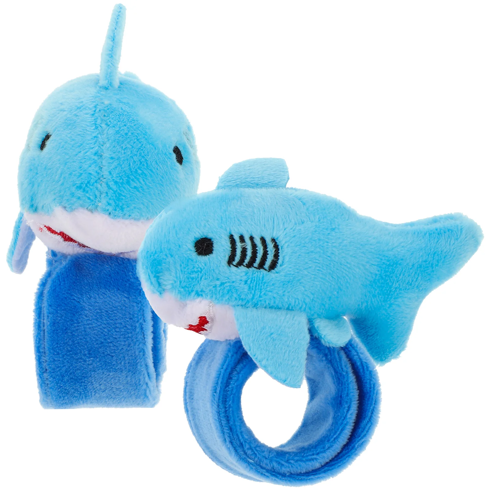 2 Pcs Plush Ring Shark Slap Bracelet Kids Ocean Animal Bracelets for Pp Cotton Bulk Zoo Themed Parties