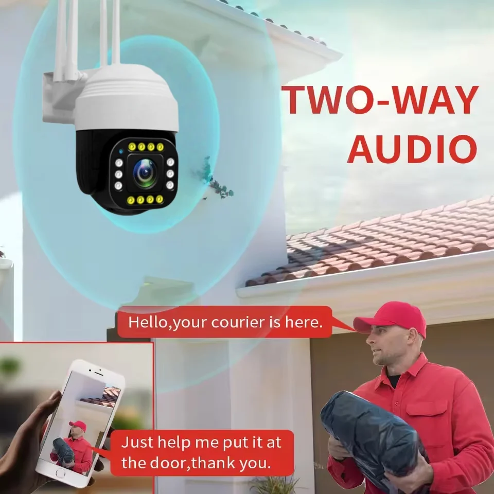 Tuya Wifi PTZ Camera Outdoor 10X Zoom Security IP Camera 5MP Full Color Night Vision Audio Surveillance Human Motion Detection
