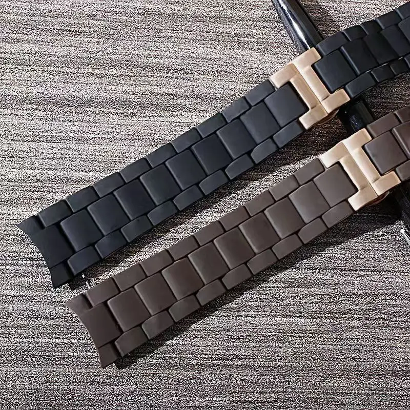 20 23mm for Armani AR5890 AR5905 AR5919 AR5920 Watchband Waterproof Bend Hole Silicone Clad Steel Watch Strap Accessories