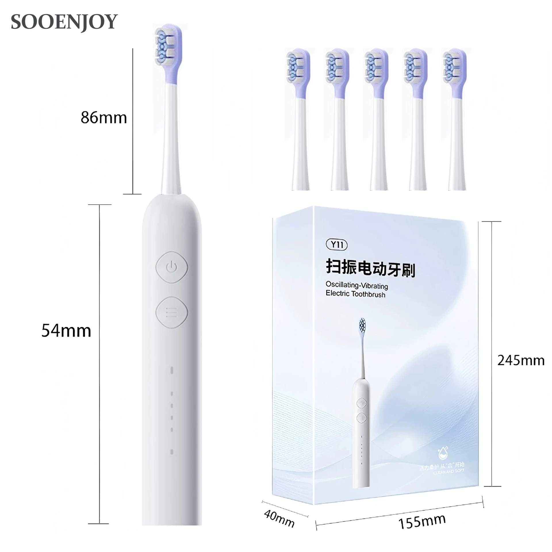 SOOENJOY Y11 Sweep Vibration Smart Sonic Электрическая зубная щетка 4 режима IPX7 Водонепроницаемая ультразвуковая чистящая электрическая зубная щетка