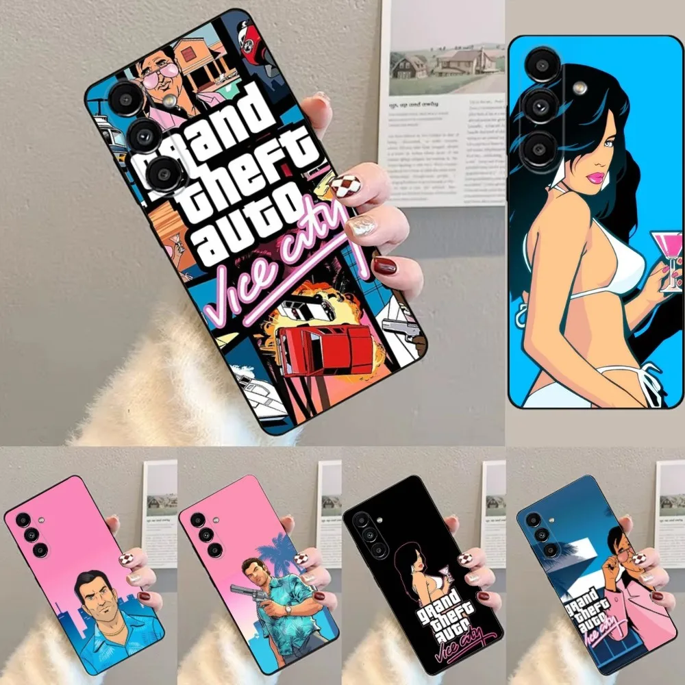 

G-Gta vice city Phone Case For Samsung S24,23,22,30,21,10,9,Ultra,Plus,Lite,FE,Soft Silicone Black Cover