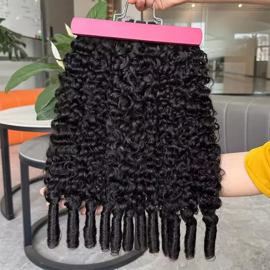 12A Birmees Krullend Menselijk Haar Bundels Watergolf Bundels Maagdelijk Geweven Menselijk Haar Extensions Krullende Eindjes 1/3/4 Stuks Zwart 30 40 Inch
