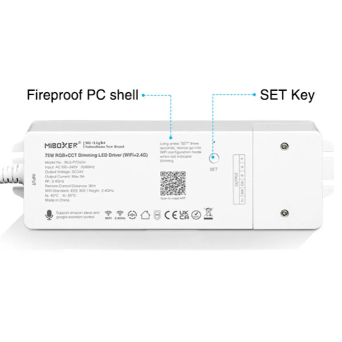 A72Z  75W WL5-P75V24 Tuya Smart 5-in-1 Dimmer WiFi+2.4G for Versatile LED Strip Control
