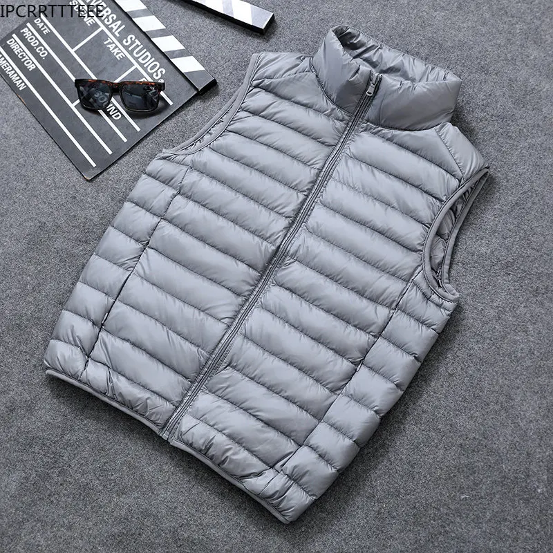 2022 New Men Autumn Winter Waistcoat Coat 90% White Duck Down Vest Portable Ultra Light Sleeveless Jacket