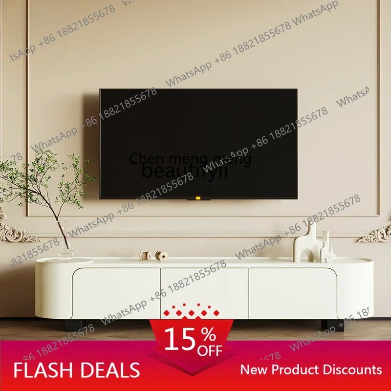 

xz1French modern milky white paint TV cabinet cream wind creative TV cabinet combination